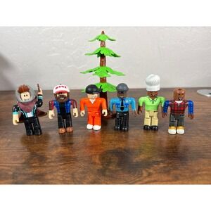 Roblox Action Figure Lot 6 Figures and Tree Accessory Police Chef Prisoner‎ Set